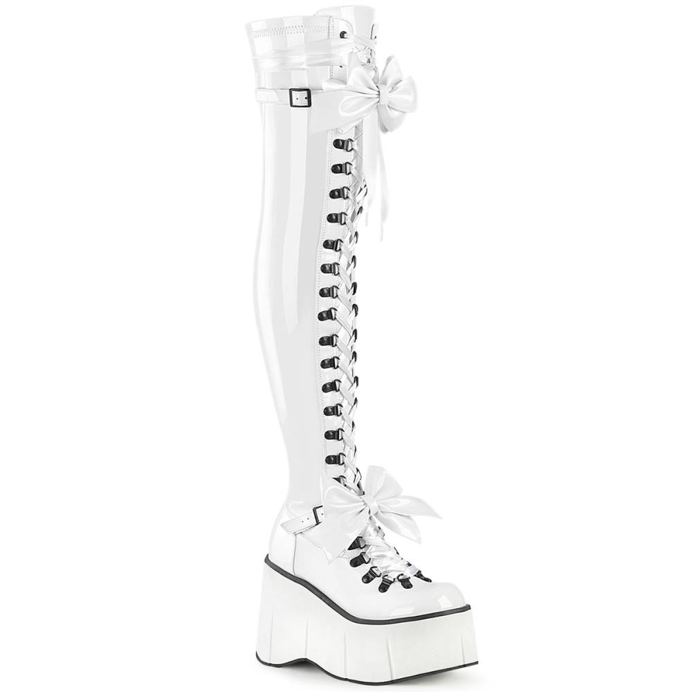 DemoniaCult - KERA303 Bottes cuissardes à plateforme - Blanc Product image